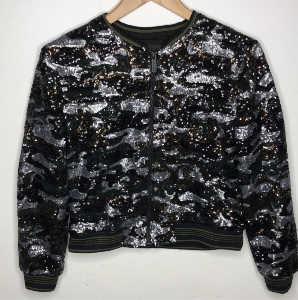 Sanctuary Sequin Camo Bomber Jacket